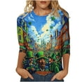 thumbnail image 1 of JTZGDY Womens St. Patrick's Day Green Shirts Cute Shamrock Pattern Print 3/4 Sleeve Crewneck Graphic T-Shirts Loose Oversized Dressy Casual Holiday Tunic Tees Blouses Green#29 XXXXXL, 1 of 5
