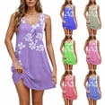 thumbnail image 1 of JTZGDY Womens Summer Dresses Vintage Floral Print Sleeveless Scoop Neck Graphic Tank Dress Loose Fit Casual Graphic T-Shirts Dress Trendy Flowy Beach Sundress with Pockets Purple L, 1 of 7