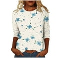 thumbnail image 1 of JTZGDY Womens Tops Cute Wildflower Printed Summer 3/4 Sleeve Crew Neck Basic Tunic T-Shirts Plus Size Dressy Casual Work Business Tees Blouse Multicolor#29 XXXXL, 1 of 5