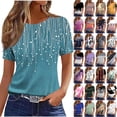 thumbnail image 1 of JTZGDY Womens Tops Loose Fit Casual Short Sleeve Round Neck Boho Floral Printed T-Shirts Trendy Oversized Basic Tunic Blouse Gray#02 S, 1 of 4