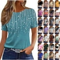 thumbnail image 1 of JTZGDY Womens Tops Loose Fit Casual Short Sleeve Round Neck Boho Floral Printed T-Shirts Trendy Oversized Basic Tunic Blouse Purple#01 XL, 1 of 5