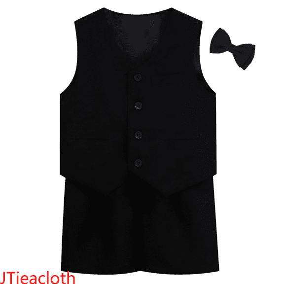 JTieacloth 2Pcs Boys Outfits Set Boys Suit Set Formal Attire Performance Wedding And Celebration Party Outfits (including Bow Ties Jackets Shorts),Sizes 5-6 Years(Black)