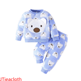 thumbnail image 1 of JTieacloth 2Pcs Boys Pants Set Toddler Boys Winter Outfits 2 Piece Set Cute Bear Print Pullover Hoodie And Pants Warm Lined Casual Play Clothes For Baby Boys,Sizes 18-24 Months(Blue), 1 of 6