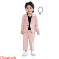 thumbnail image 1 of JTieacloth 2Pcs Fall Outfits Sets Boys Business Suits Coat 3 Piece Outfit Tuxedo Set For Kids Formal Suit For Boys With Pants Necklace Set Slim,Sizes 12-18 Months(Pink), 1 of 5