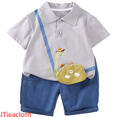 thumbnail image 1 of JTieacloth 2Pcs Fall Outfits Sets Boys Dinosaur Outfits 2 Piece Set Short Sleeve T Shirt And Shorts Summer Casual Play Clothes For Toddlers Kids Age 2 8 Years,Sizes 5-6 Years(Gray), 1 of 4