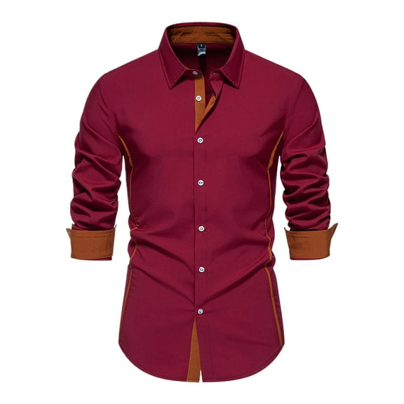JTieacloth Beach Summer Shirt 2025 Men's Casual Fashion Long Sleeved Shirt Red