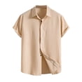 thumbnail image 1 of JTieacloth Beach Summer Shirt Men's New Short Sleeve Shirt Loose Solid Button Short Sleeve Shirt Cotton Shirt Yellow, 1 of 6