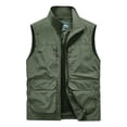 thumbnail image 1 of JTieacloth Big And Tall Shirts Men's Jacket Vest Overalls Vest M Ulti Pocket Outdoor Casual Solid Color Slim Stand C Ollar Comfortable, 1 of 4