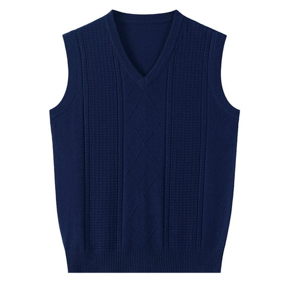 JTieacloth Big And Tall T Shirt Men's Wear Autumn And Winter Warm Comfort Classic Business Sleeveless Casual Vest V Neck Knit Solid Color Vest