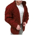 thumbnail image 1 of JTieacloth Big & Tall Mens Sweaters Male Autumn And Winter Sweater Jacket Cardigan Button Solid Color Long Sleeve Standing Collar Jacquard Casual Sweater(Red), 1 of 6