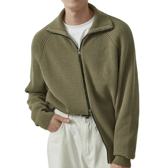 JTieacloth Big & Tall Mens Sweaters Sweater Coat Zip Up Cardigan Japanese Style Oversized Knit Sweater Jacket Casual Loose Fit Outwear For Autumn(Green)