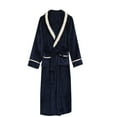 thumbnail image 1 of JTieacloth Big & Tall Nightshirt Men's Extra Long And Thick Flannel Couples' Bathrobe Plus Size Sleepwear Blue, 1 of 6
