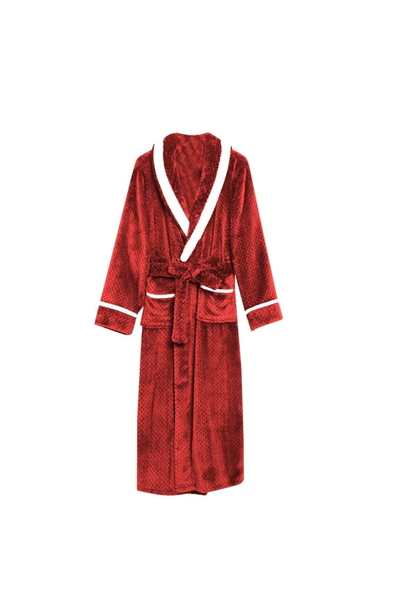 Big & Tall Nightshirt Men's Extra Long And Thick Flannel Couples' Bathrobe Plus Size Sleepwear Red