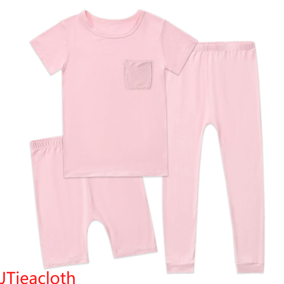 JTieacloth Boy Outfits 2-Piece Kids Boys Girls Pajamas Set 3Pcs Unisex Toddler Short Shirt And Pants Set Sleepwear Pj's,Sizes 3-4 Years(Pink)