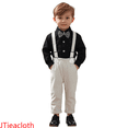 thumbnail image 1 of JTieacloth Boys Clothing Sets Toddler Boys Long Sleeve Solid T Shirt Tops Suspenders Pants Child Kids Outfits,Sizes 2-3 Years(Black), 1 of 6