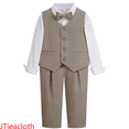 thumbnail image 1 of JTieacloth Boys Outfit Sets Boys Suit Jacket Outfit Formal Clothing For Children Performance Outfit Bow Tie Jacket Shirt And Trousers,Sizes 5-6 Years(Yellow), 1 of 5