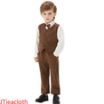 thumbnail image 1 of JTieacloth Boys Pant Sets Boys Formal Suit Set Elegant Vest Bow Tie Long Sleeve Shirt And Pants Outfit For Toddler Kids Party Wedding,Sizes 6-12 Months(Brown), 1 of 6