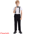 thumbnail image 1 of JTieacloth Boys Summer Short Sets Boys Short Sleeve Shirt Outfit Set Casual School Kids Formal Wear Performance Suit For Toddler To Teen For Boys 3 13,Sizes 4-5 Years(Black), 1 of 5