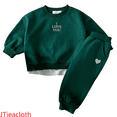 thumbnail image 1 of JTieacloth Boys Sweatsuit Sets Boys And Girls Outfits Set Comfortable Embroidered Letter And Heart Hoodie And Pants Two Piece Toddler Kids Clothes For Daily Wear,Sizes 18-24 Months(Green), 1 of 5