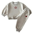 thumbnail image 1 of JTieacloth Boys Sweatsuit Sets Boys And Girls Outfits Set Comfortable Embroidered Letter And Heart Hoodie And Pants Two Piece Toddler Kids Clothes For Daily Wear,Sizes 18-24 Months(Beige), 1 of 5