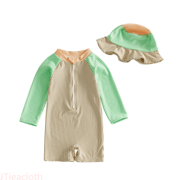 JTieacloth Boys Swimwear Long Sleeve Rash Guard With Matching Swim Trunks And Detachable Hood Sun Swim For Kids,Sizes 0-3 Months