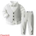 thumbnail image 1 of JTieacloth Boys Top and Shorts Sets Boys Formal Outfits Set Shirt Vest Pants Bow Tie Suit For Kids Wedding Party Occasions,Sizes 5-7 Years(Gray), 1 of 6