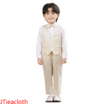 thumbnail image 1 of JTieacloth Boys Top and Shorts Sets Boys Vest Suits 3 Piece Outfit Tuxedo Set For Kids Formal Suit For Boys With Vest And Pants Bowtie Set Slim,Sizes 2-3 Years(Beige), 1 of 6