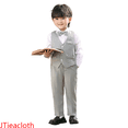 thumbnail image 1 of JTieacloth Boys Top and Shorts Sets Boys Vest Suits 3 Piece Outfit Tuxedo Set For Kids Formal Suit For Boys With Vest And Pants Bowtie Set Slim,Sizes 5-6 Years(Gray), 1 of 5
