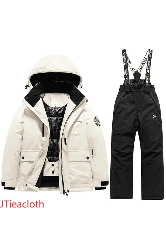 Boys Top and Shorts Sets Kids Winter Ski Boys Girls Warm Thermal Snowsuit Outfit For Cold Weather Outdoor Activities,Sizes 6-7 Years(Black)