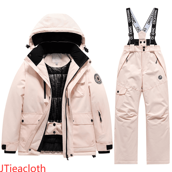 JTieacloth Boys Top and Pant Sets Kids Winter Ski Boys Girls Warm Snowsuit Outfits For Cold Weather Outdoor Activities,Sizes 5-6 Years(Pink)
