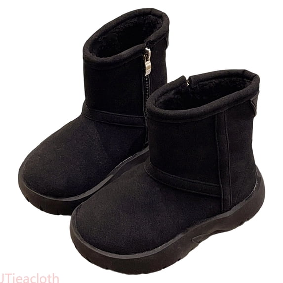 JTieacloth Boys Winter Snow Boots Slip Insulated Warm Short Booties For Toddler Kids Outdoor Activities For 4 To 11 Years Old,Outdoor Warm Boots Black