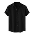 thumbnail image 1 of JTieacloth Business Casual Shirt Male Solid Color Jacquard Striped Shirt Pure Cotton Short Sleeve Lapel Button Down Shirt Black, 1 of 6