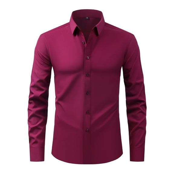 JTieacloth Business Casual Shirt Men's Dress Shirt Non Wrinkle Business Casual Plus Size Shirt For And Everyday Wear Red