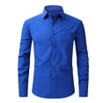 thumbnail image 1 of JTieacloth Business Casual Shirt Men's Solid Color Long Sleeved Shirt Casual Fashion Business Men's Shirt Jacket Blue, 1 of 5