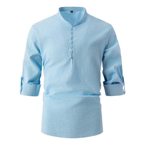 JTieacloth Business Casual Shirt Mens Spring And Autumn Slim Casual Shirt Long Sleeve Shirt Blue