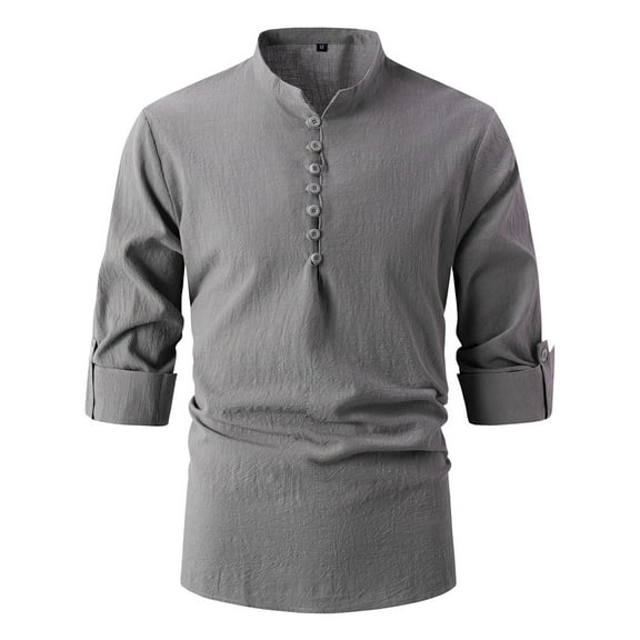 JTieacloth Business Casual Shirt Mens Spring And Autumn Slim Casual Shirt Long Sleeve Shirt Gray
