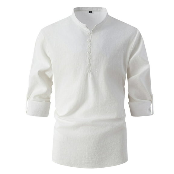 JTieacloth Business Casual Shirt Mens Spring And Autumn Slim Casual Shirt Long Sleeve Shirt White