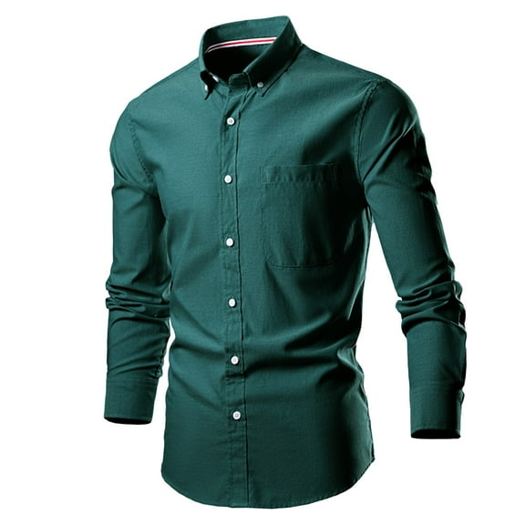 JTieacloth Business Slim Fit Shirt Men's Long Sleeved Shirt Large Size Colored Shirt Green