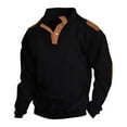 thumbnail image 1 of JTieacloth Button Casual Tee Collared Men's Pullover Sweatshirts Long Sleeve Shirts Casual Thermal Loose Fit Button Up Pullovers Black L, 1 of 3
