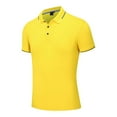 thumbnail image 1 of JTieacloth Button Casual Tee Collared Men's Summer Fashion Silk V Neck Shirt Short Sleeve Yellow S, 1 of 5