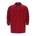 thumbnail image 1 of JTieacloth Button Casual Tee Collared Mens Fashion Casual Simple Solid Color Button Long Sleeve Top Shirt Red L, 1 of 4