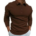 thumbnail image 1 of JTieacloth Button Classic T-Shirt Men's Fashion Solid Color Casual Stand Collar Stretch Vertical Long Sleeve Shirt Brown L, 1 of 5