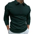 thumbnail image 1 of JTieacloth Button Classic T-Shirt Men's Fashion Solid Color Casual Stand Collar Stretch Vertical Long Sleeve Shirt Green L, 1 of 5