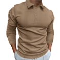 thumbnail image 1 of JTieacloth Button Classic T-Shirt Men's Fashion Solid Color Casual Stand Collar Stretch Vertical Long Sleeve Shirt Yellow S, 1 of 5