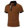 thumbnail image 1 of JTieacloth Button Classic T-Shirt Men's Loose Fit 3D Digital Solid Color Short Sleeve Collar Shirt Brown XXXXXXL, 1 of 4