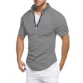 thumbnail image 1 of JTieacloth Button Classic T-Shirt Men's Slim Fit Zipper Shirt Casual Stretch Shoulder Pleated Zip Up Shirt Modern Stylish Long Sleeve Top For Men Gray XL, 1 of 5