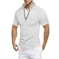 thumbnail image 1 of JTieacloth Button Classic T-Shirt Men's Slim Fit Zipper Shirt Casual Stretch Shoulder Pleated Zip Up Shirt Modern Stylish Long Sleeve Top For Men White L, 1 of 5
