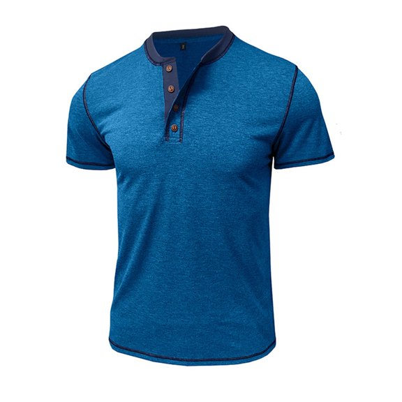 JTieacloth Button Collar Shirts Men's Short Sleeve Shirt Casual T Shirt For Men Fashionable Summer Top Design Available In Multiple Colors Blue XL