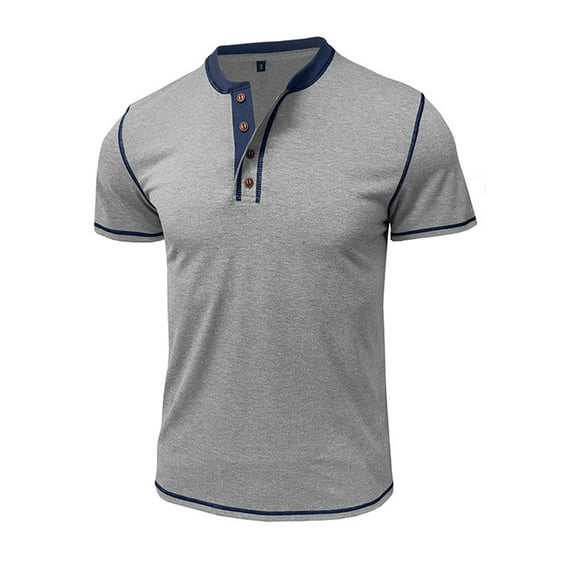 JTieacloth Button Collar Shirts Men's Short Sleeve Shirt Casual T Shirt For Men Fashionable Summer Top Design Available In Multiple Colors Gray XXL