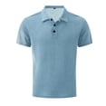 thumbnail image 1 of JTieacloth Button Collar Shirts Men's Summer Lapel Short Sleeved T Shirt Casual Comfortable Shirt Blue XL, 1 of 4